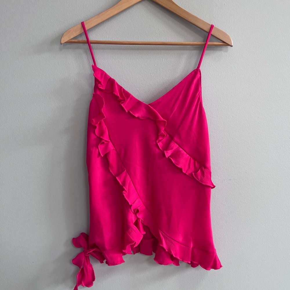 ASTR The Label Cascading Ruffle Tank Size Medium Asymmetrical Feminine Parisian